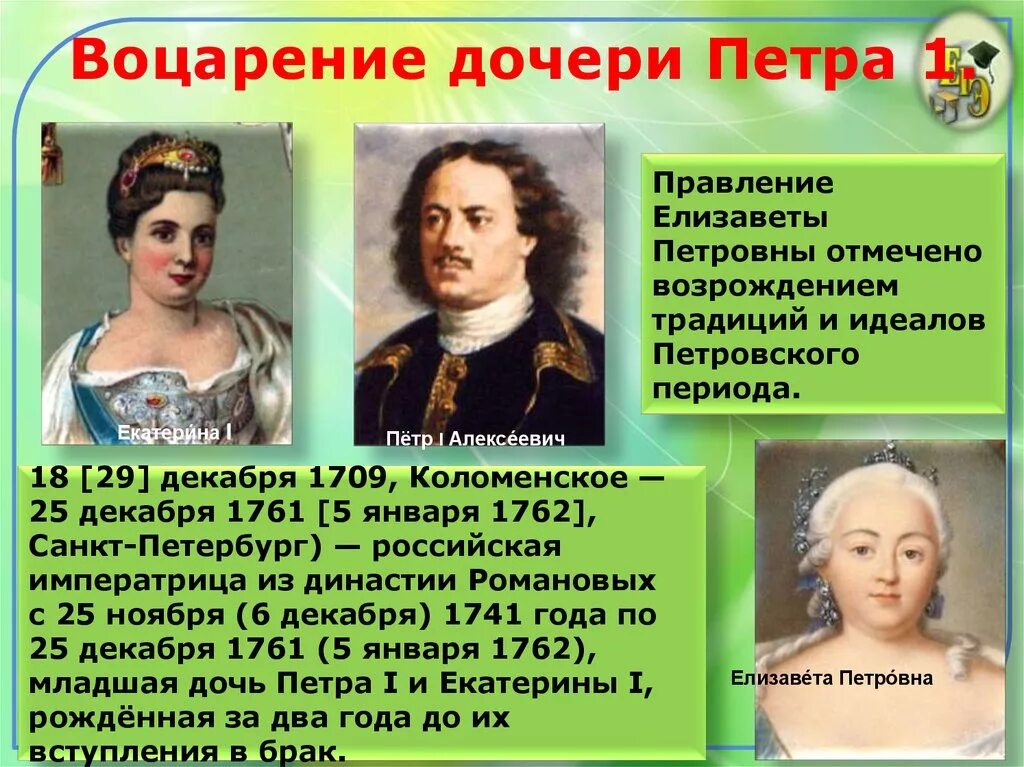 2 дочери петра 1. Воцарение дочери Петра 1. Воцарение дочери Петра 1 кратко.