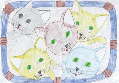 Нарисовать 5 котят