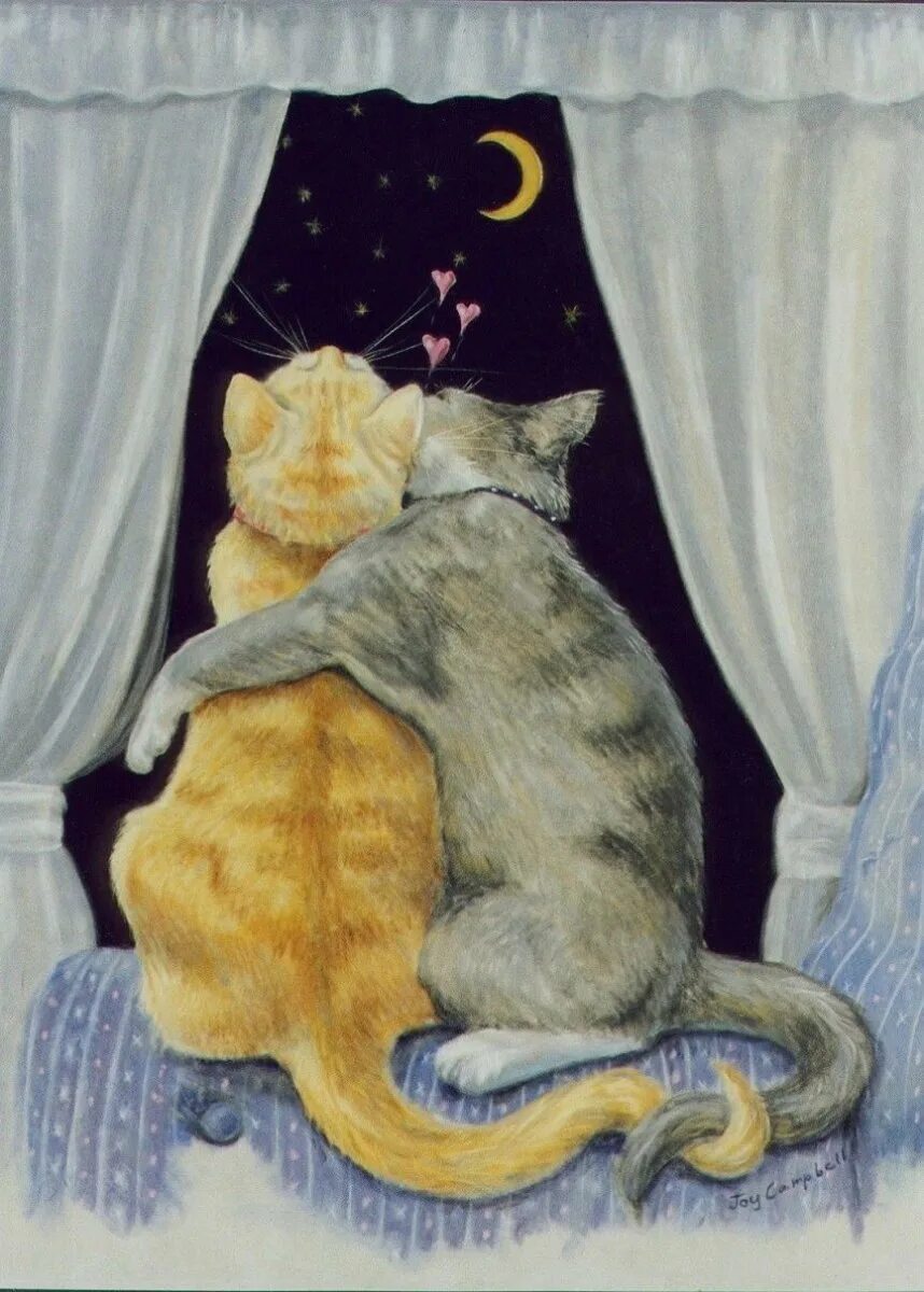 Мечтающая кошка. Коты художники Джой Кэмпбелл. Джой Кэмпбелл -художник котов. Джой Кэмпбелл (Joy Campbell). Джой Кэмпбелл художница картины.