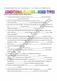 Mixed conditionals worksheets