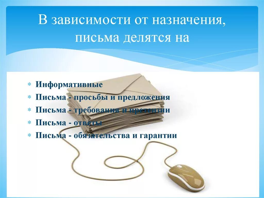 Классификация деловых писем. Деловое письмо требующее ответа. Деление текста на абзацы. Сделать письмо из 3 абзацев. Оформление делового письма.