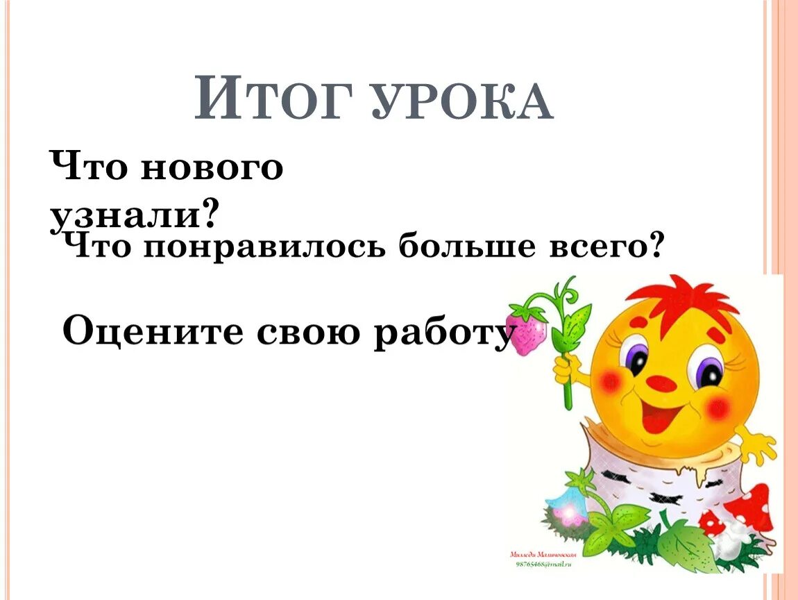 Итог урока вопросы