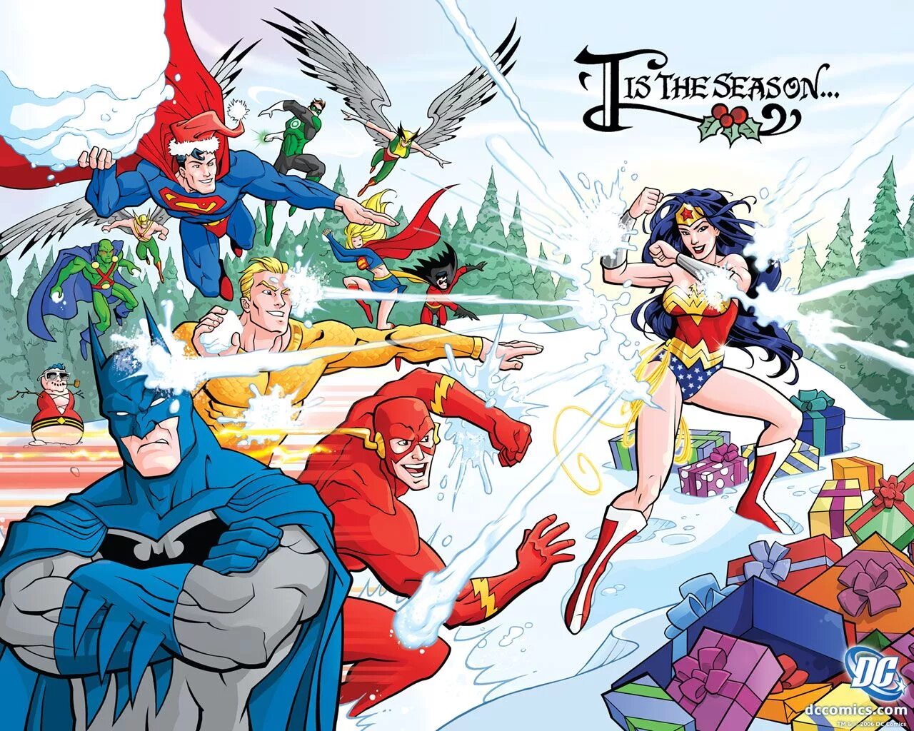 Comics com. Супергерои новый год. DC Comics Рождество. Комикс Рождество. Новый год в стиле комикса.