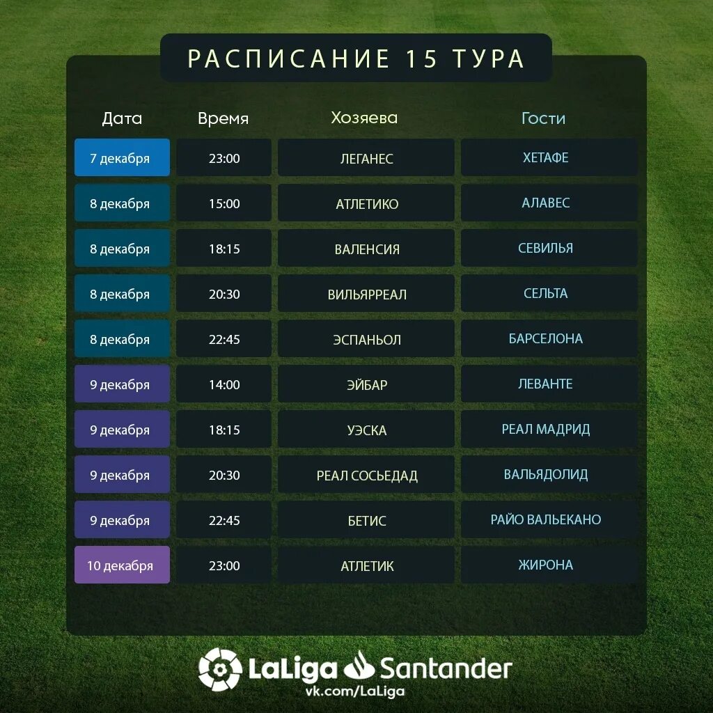 Schedule la Liga.