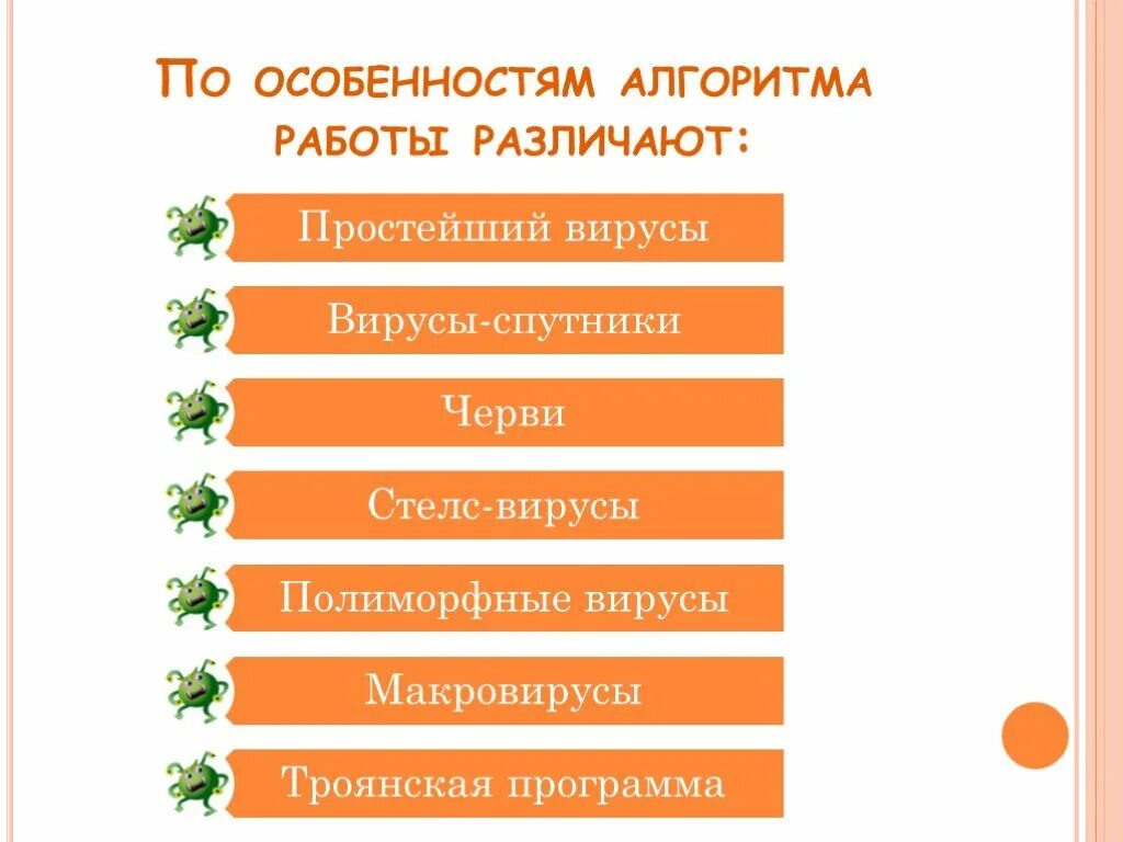 Классификация компьютерных вирусов по особенностям алгоритма. Классификация вирусов по особенностям алгоритма. компьютерные вирусы по алгоритму работы. компьютерные вирусы по алгоритмической особенности построения. вирусы по особенностям алгоритма.