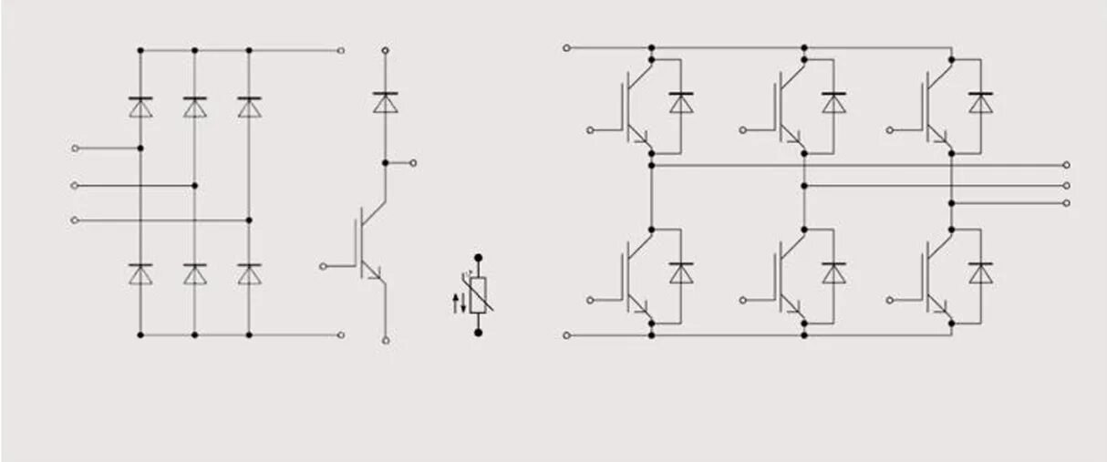 Igbt частотного преобразователя. 3 фазный igbt модуль. igbt модуль для частотного преобразователя схема. трехфазный igbt модуль схема включения. схема выпрямитель на igbt.