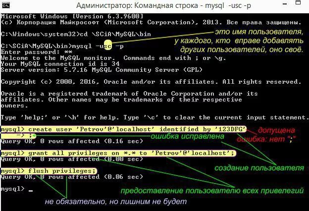 Создать учетную запись командная строка. Создание пользователя mysql. mysql создать пользователя. командная строка mysql. создать пользователя sql.