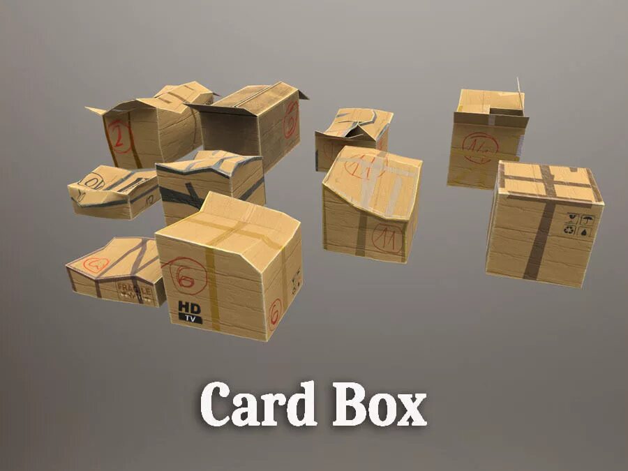 Low Poly ящик. Card Box. Low Poly Box. Card Box 3d model. United box