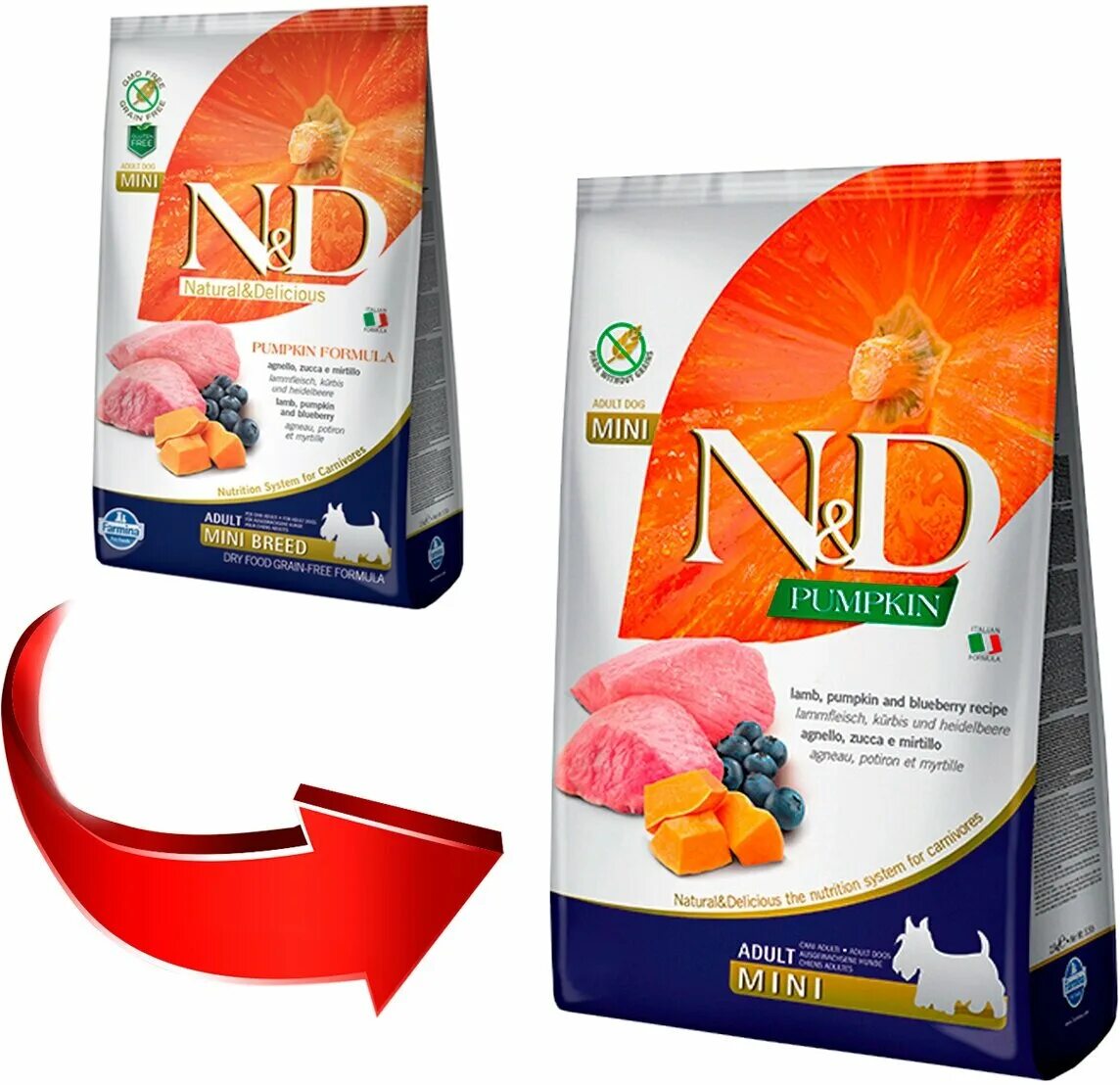 фармина для щенков мини ягненок 800 гр. фармина lamb & blueberry adult mini 800. корм для кошек farmina n&d с курицей и с гранатом 300 г. корм фармина ягненок и черника для собак. корм фармина для щенков мелких пород ягненок черника.