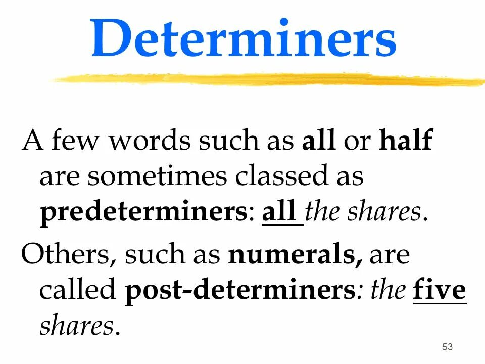 Слово such. Determiners and predeterminers. Determiners в английском языке. Determiners правило. Determiners all others правило.