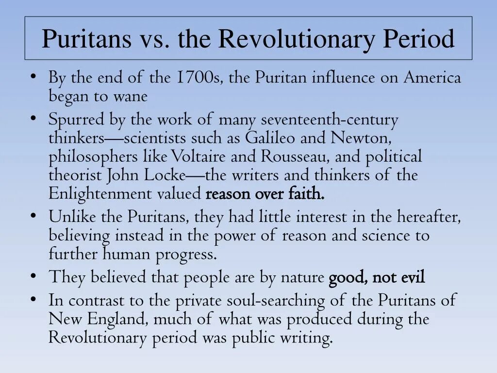 The revolutionary period in American Literature. American Literature periods. The Puritan Literature. Periods in English Literature.