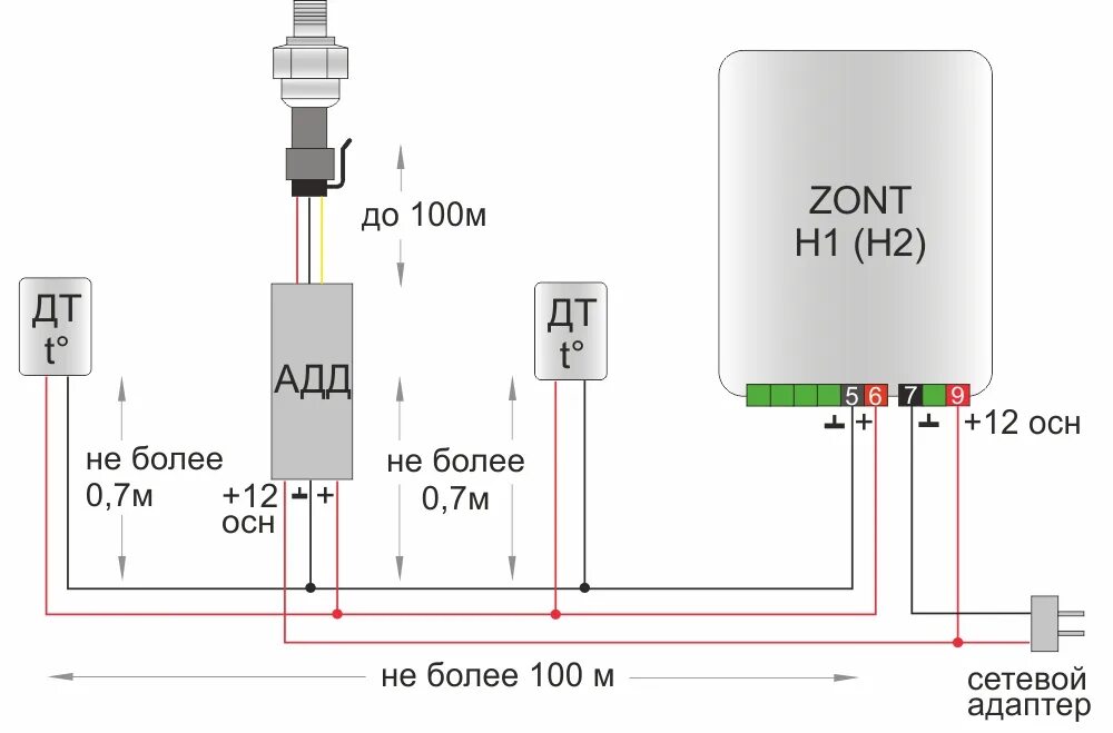 Подключения zont h 1v