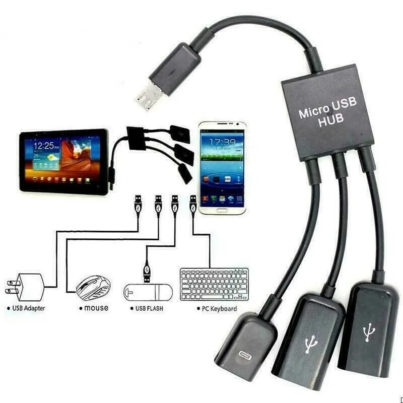 Переходник для подключения телефона. Micro USB OTG Hub. Кабель-концентратор 2 Micro USB / Micro USB. USB Micro USB OTG Samsung. Micro USB OTG Hub 2 с зарядкой.