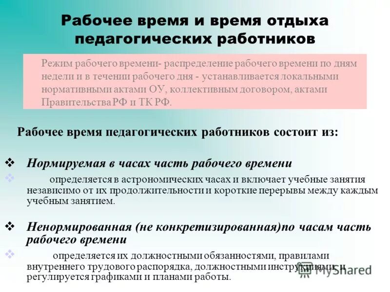 Времени отдыха педагогических работников. Продолжительность рабочего времени педагога. Показатели рабочего времени педагогов. Нормирование рабочего времени учителя. Рабочее время и время отдыха р.