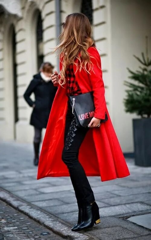 Красное пальто. Красная одежда. Образ в Красном. Красный стиль одежды.