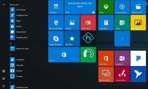 Закрепленные плитки windows