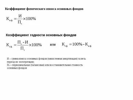 Определите коэффициент годности основных фондов
