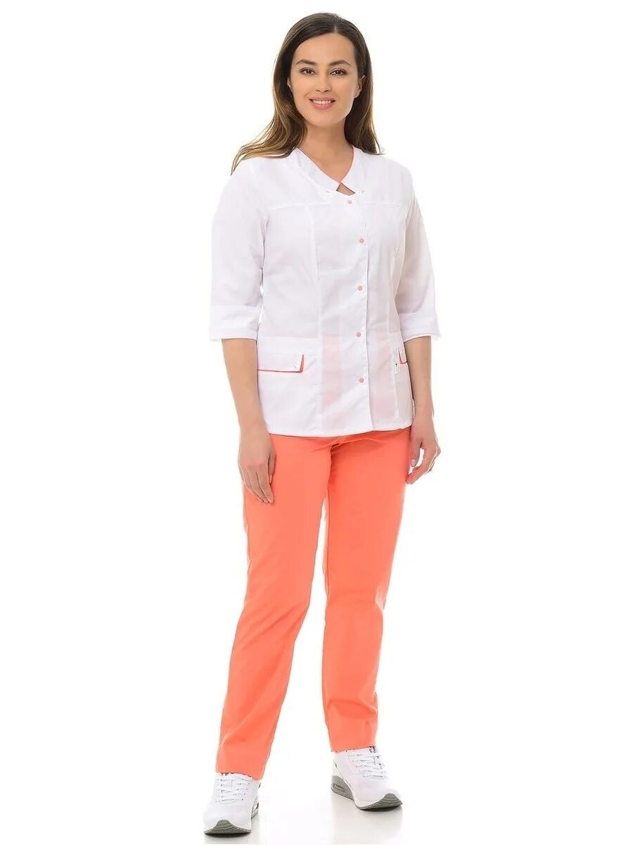 Медицинские костюмы брюки. Костюм медицинский Тиси коралловый. Медицинская форма женская. Медицинский костюм женский оранжевый. Спецодежда для женщин.