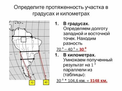 Южная америка протяженность в градусах