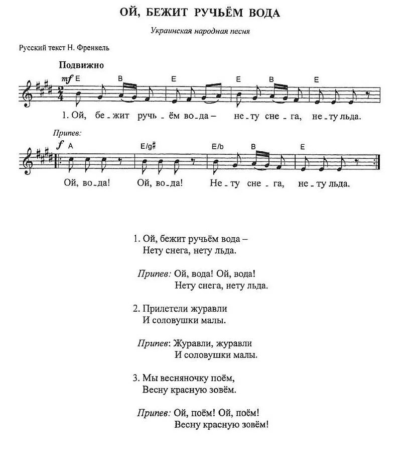 Украинская песня на воду. Ой бежит ручьем ручьем вода Ноты. Ой бежит ручьем вода слова. Ой бежит бежит вода Ноты. Песенка Веснянка.