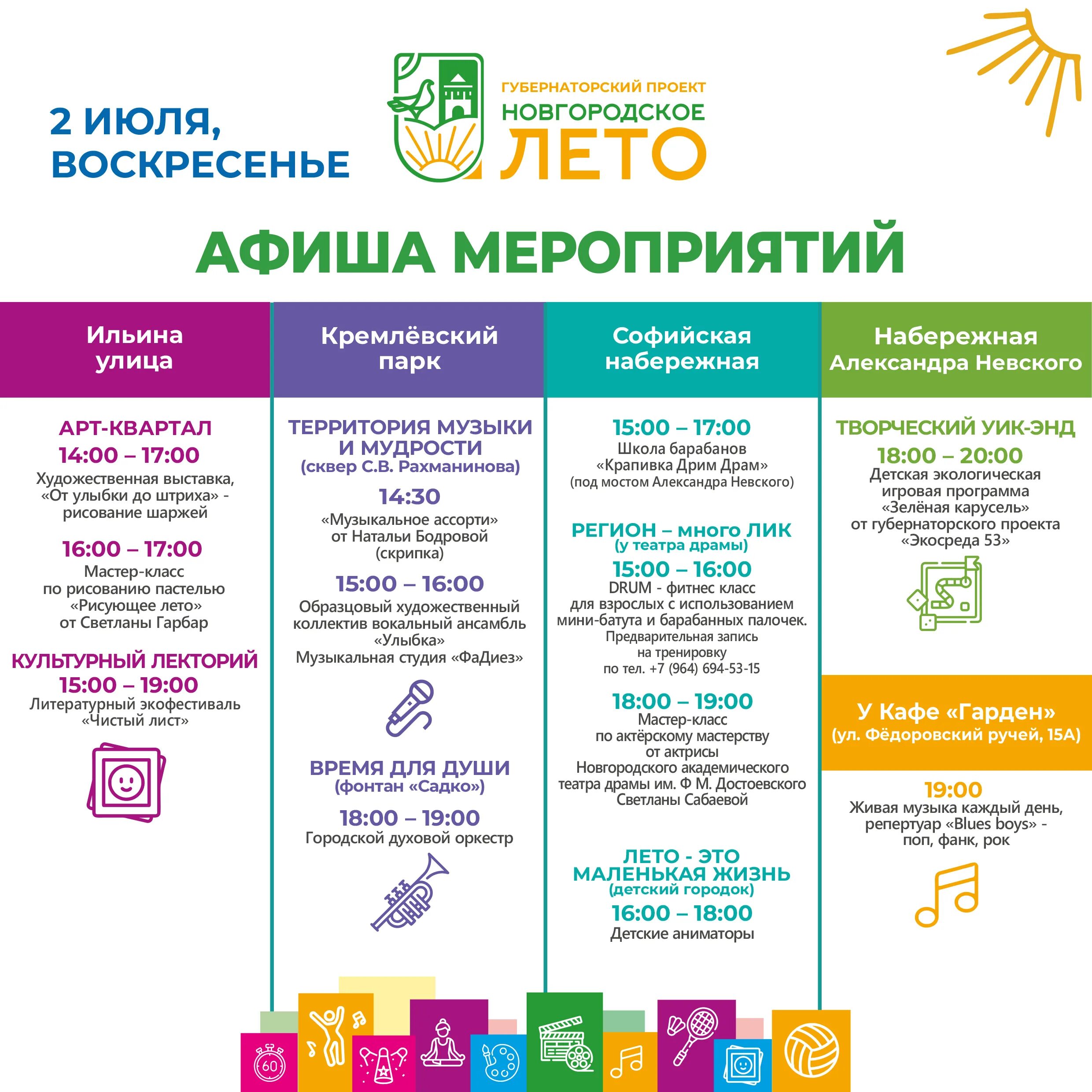 Афиша новгородское лето великий. Новгородское лето губернаторский проект. Новгородское лето афиша. Новгородское лето афиша мероприятий. Новгородское лето афиша мероприятий.