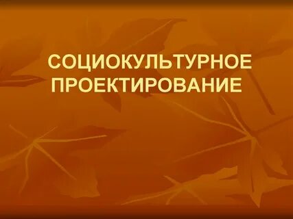 Проект социально культурная деятельность