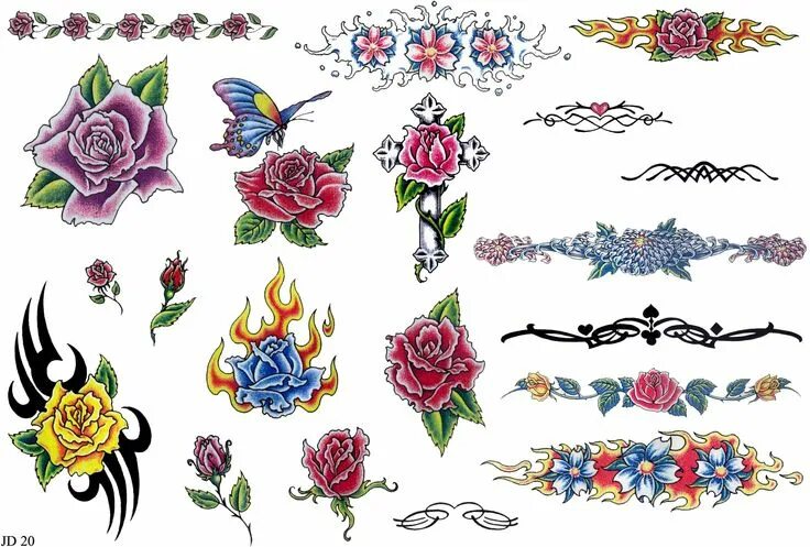 Best Black Flower Tattoo Water Transfer Tatoo Sticker Temporary Tattoo Peony Ros
