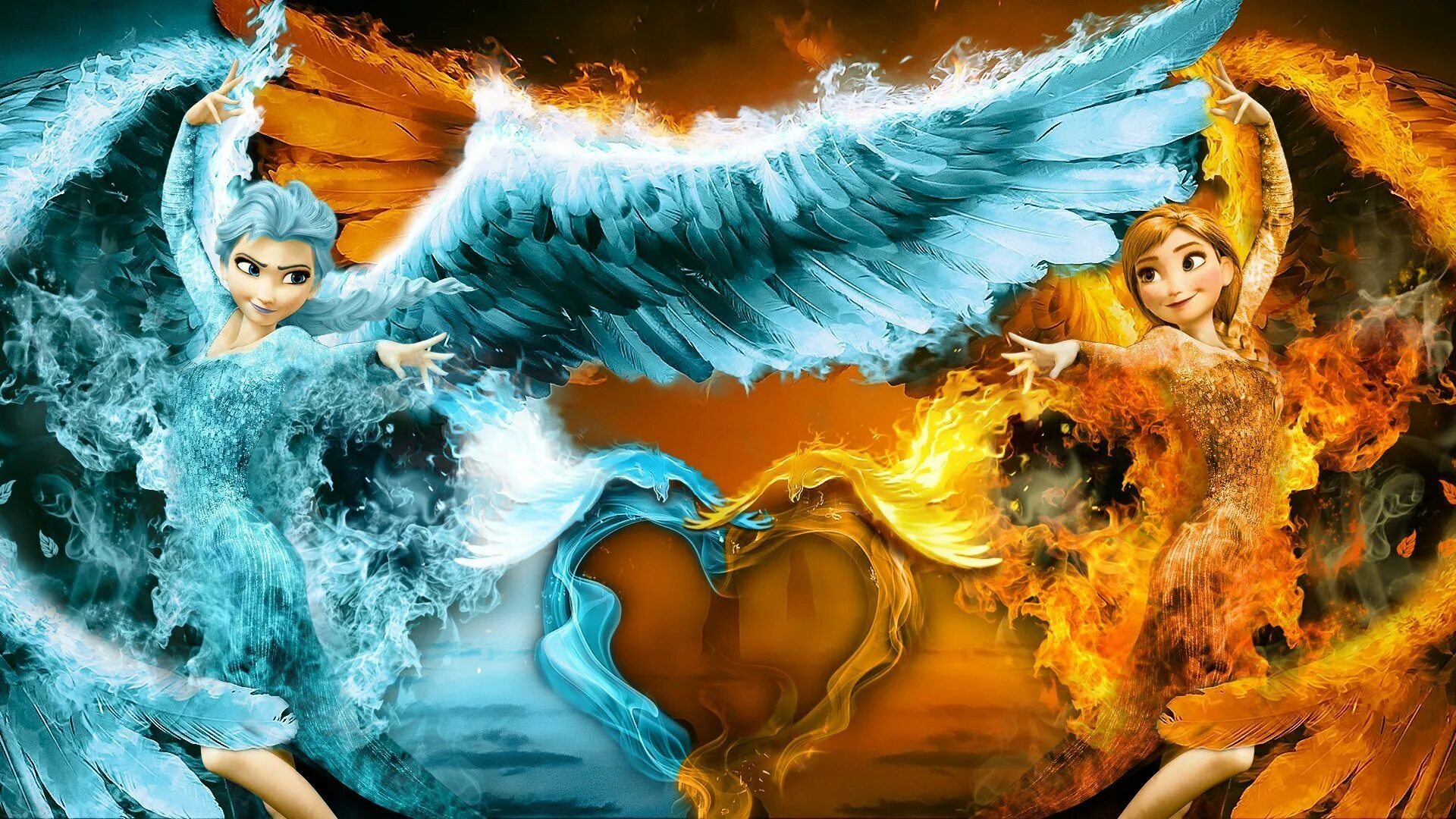 Огонь синий и красный. Крутая абстракция. Синие огненные крылья. Огонь и вода крыла. Огненный феникс дилюк.