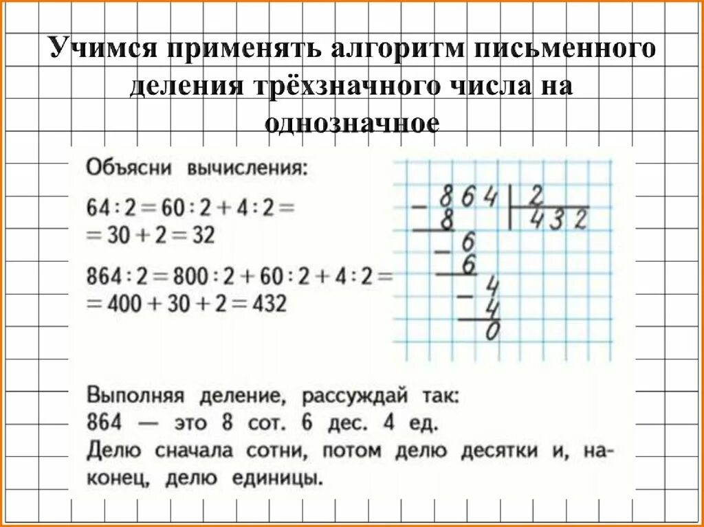 Как делить в столбик трехзначные числа на однозначное. Как объяснить ребенку деление двузначного числа на однозначное. Как делить столбиком двехзначные числа. Деление столбиком трёхзначные числа на однозначные числа. Алгоритм деления на трехзначное число 4 класс