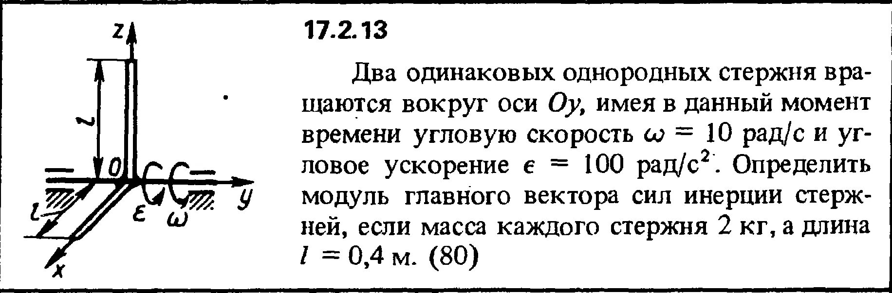 Период колебаний однородного стержня. Решебник задач Кепе. Угловая скорость стержня. Два однородных стержня. Сборника (решебника) Кепе о.е. 1989.