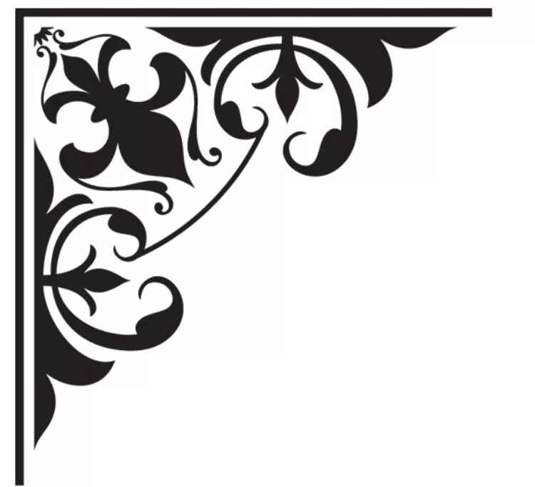 Узор угол. Corner design. Орнамент уголок. Corner design. Трафарет узор.