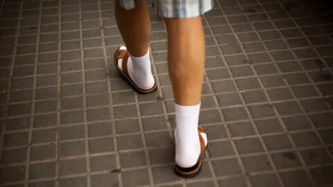 Feet in white socks