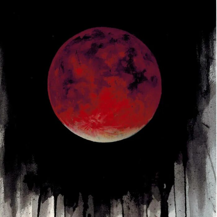 Кровавая Луна. Луна в кровавых подтеках. Обложка для альбома Blood Moon.