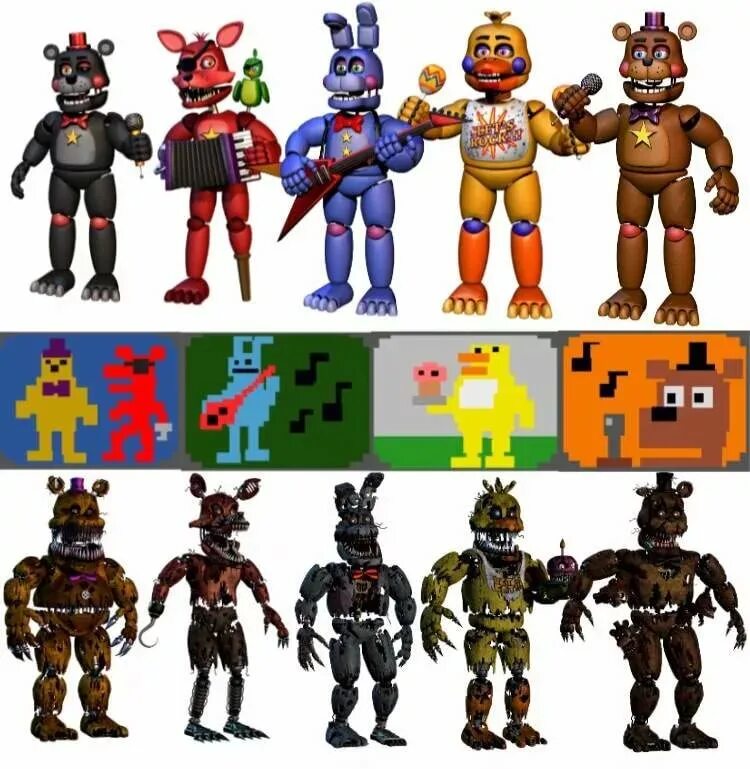 Сколько игр фнаф. ФНАФ 9 персонажи Фредди. FNAF 9 герои игры. ФНАФ 6 персонажи Звездных АНИМАТРОНИКОВ. АНИМАТРОНИКИ Фредди персонажи.