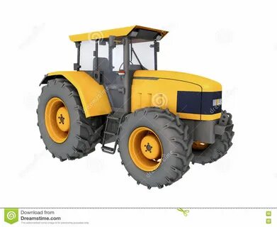 Computer generated 3D illustration with a yellow tractor isolated on white ...