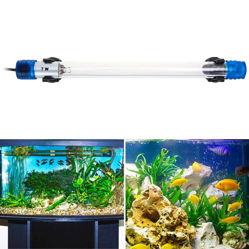 Уф для аквариума купить. Погружные УФ лампы для очистки воды. Ас110-220v 7w УФ стерилизатор для аквариума. Освещение для аквариума. Ультрафиолетовая лампа для аквариумного фильтра.