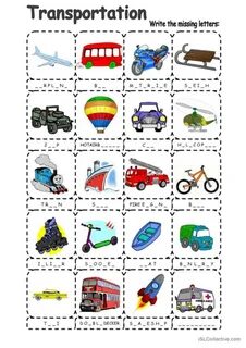 Transport worksheets for kids
