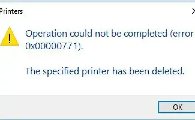 Указанный принтер был удален. 00771 Ошибка. Printer not found Error. Scanner Filter Operation Error.