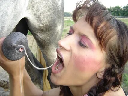 Slideshow girls stick tounge out for horse cum.