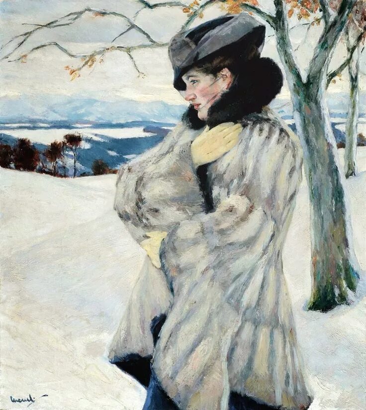 Девушка в меховой шубке, БАД-Тольц. Edward Cucuel художник. Слушать аудиокнигу дама из сугроба