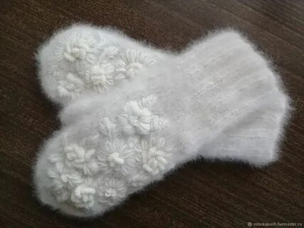 Варежки спицами из пуха