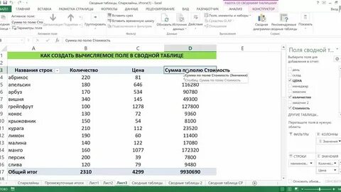 Вычисляемый объект в сводной таблице