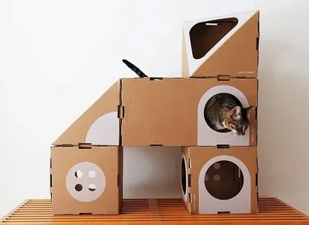 Домик для кошек из коробок своими руками
