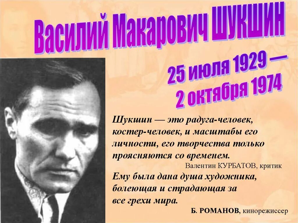 Шукшин биография презентация. Презентация Василия Шукшина.. Шукшин портрет писателя.