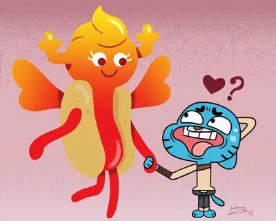 tawog,gumball watterson,penny fitzgerald,hotdog guy,gumballxpenny.
