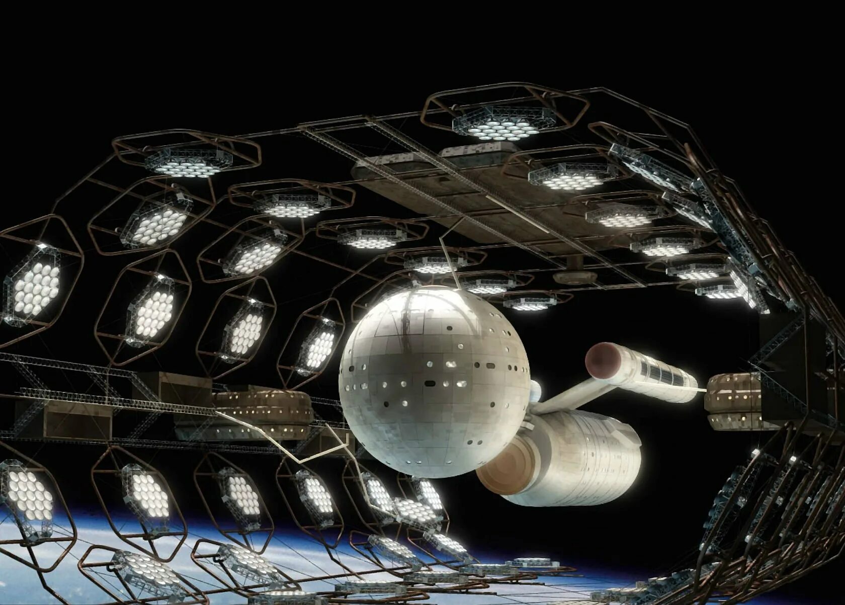 Межзвездный корабль Дедал. Star Trek Daedalus class. Шарообразный космический корабль. Гигантский космический корабль.