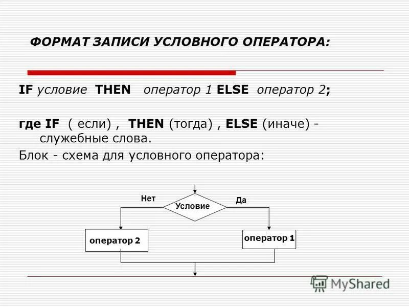 Какие существуют формы условного оператора