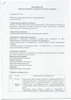 Протокол вскрытия конвертов с заявками