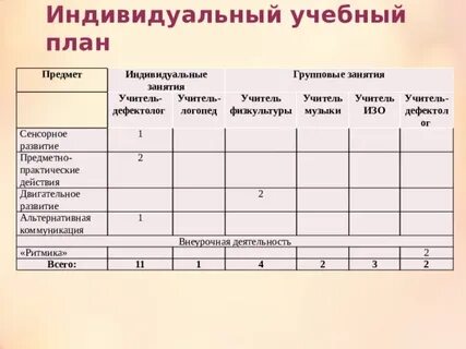 Рабочие программы индивидуального обучения 1 класс