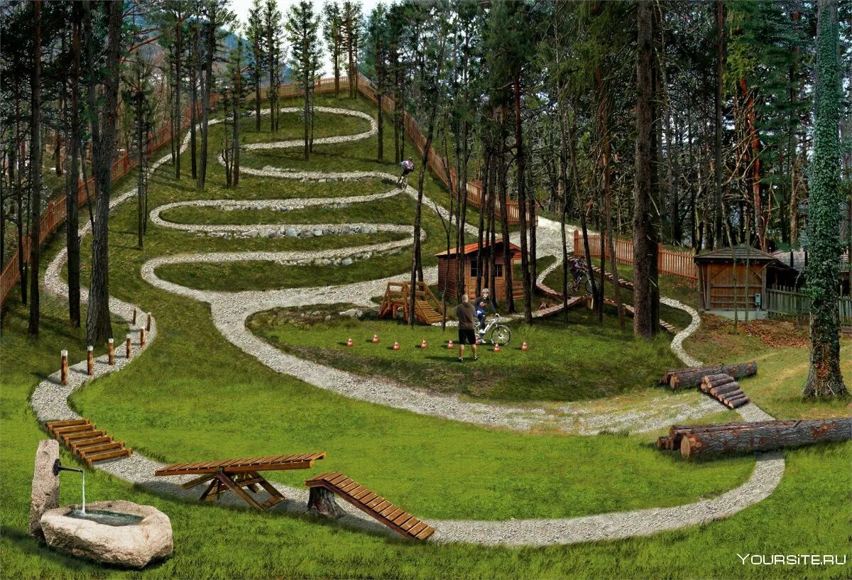 Создание лесопарков. Рекреационные парки. Парк на склоне. Рекреационные ландшафты. Площадка для активного отдыха.